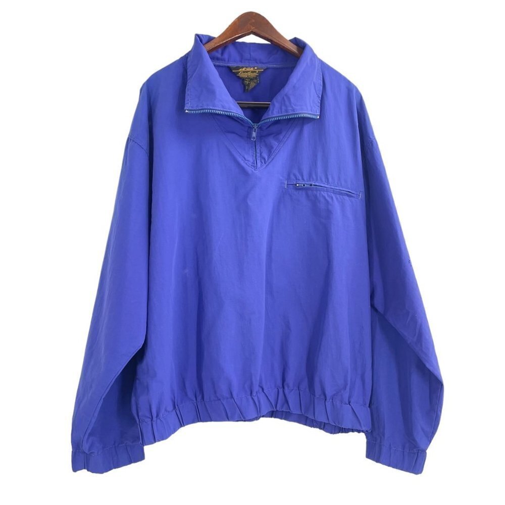Vintage Eddie Bauer Blue 100% Nylon Pullover Jacket Mens Size Large Casual Retro